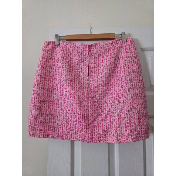 Lilly Pulitzer Kels Mini Skirt In Pink Palms Fantasy Tweed Size 12 - Picture 4 of 5